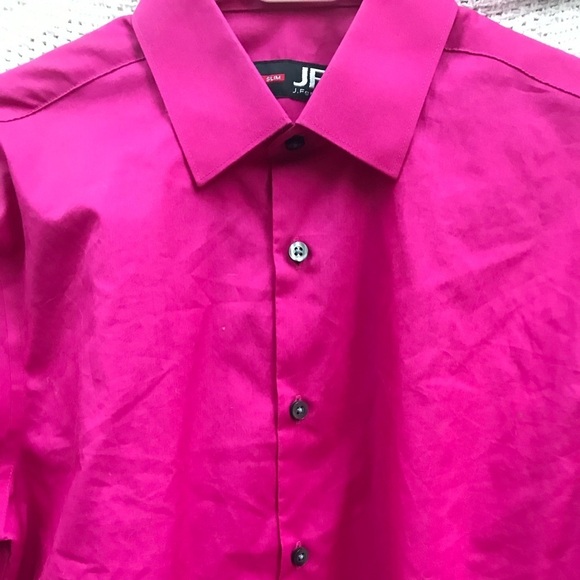 J.‎ Ferrar Slim Cut Dress Shirt Pink Medium - Picture 3 of 8